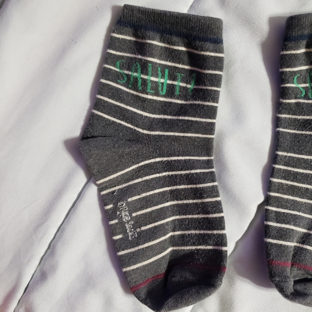 Gray White Celebration "Salut!" Striped Unisex Socks